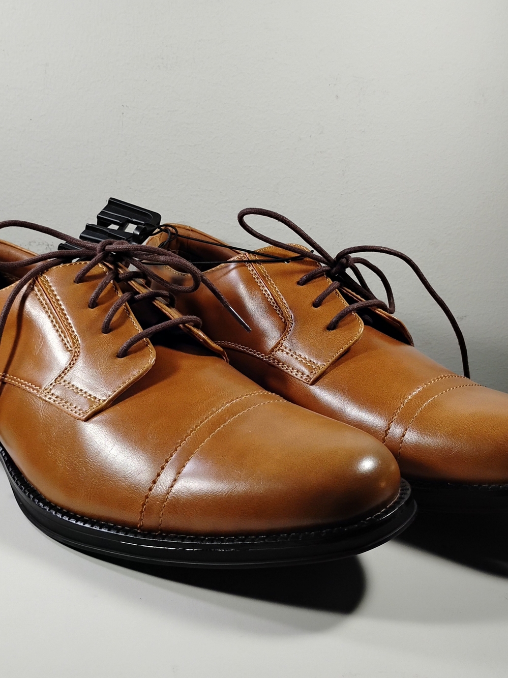 George Men's Tan Leather Derby Shoes with Brown Laces